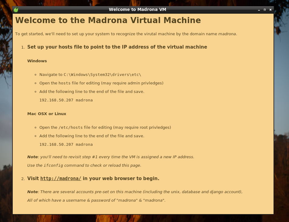 Madrona VM instructions